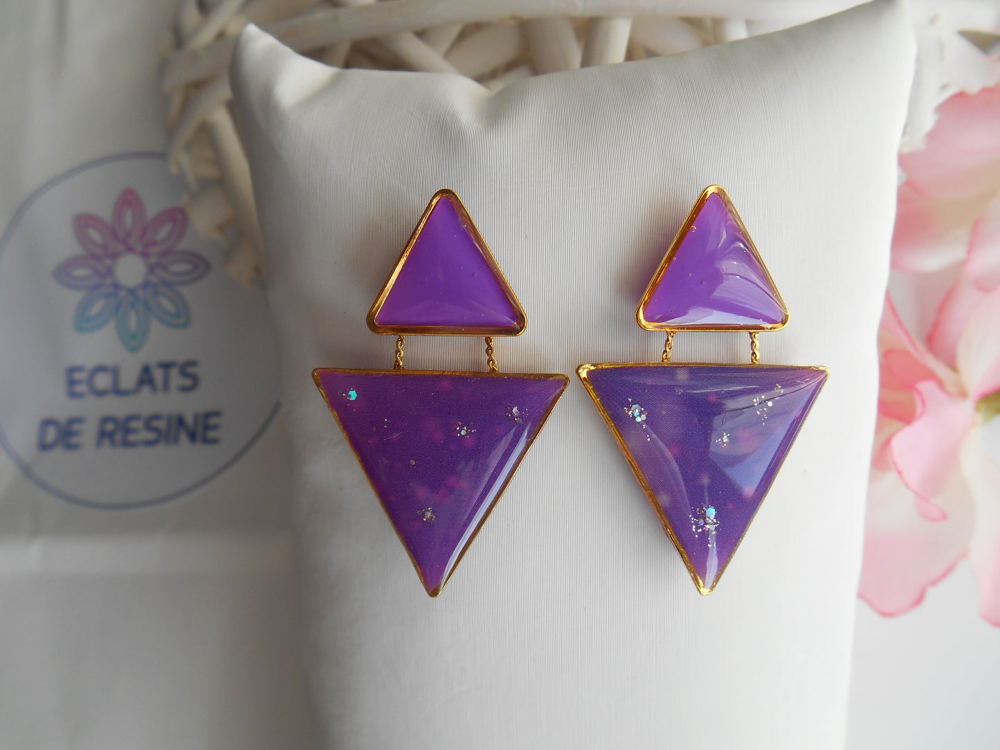 Boucles d'oreilles "Jeu de triangles & foil"