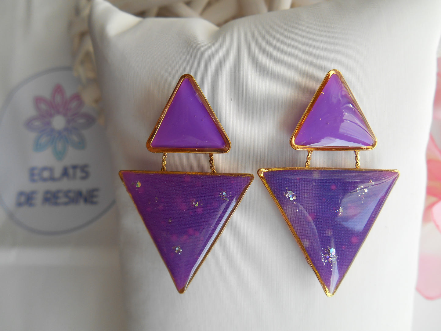 Boucles d'oreilles "Jeu de triangles & foil"