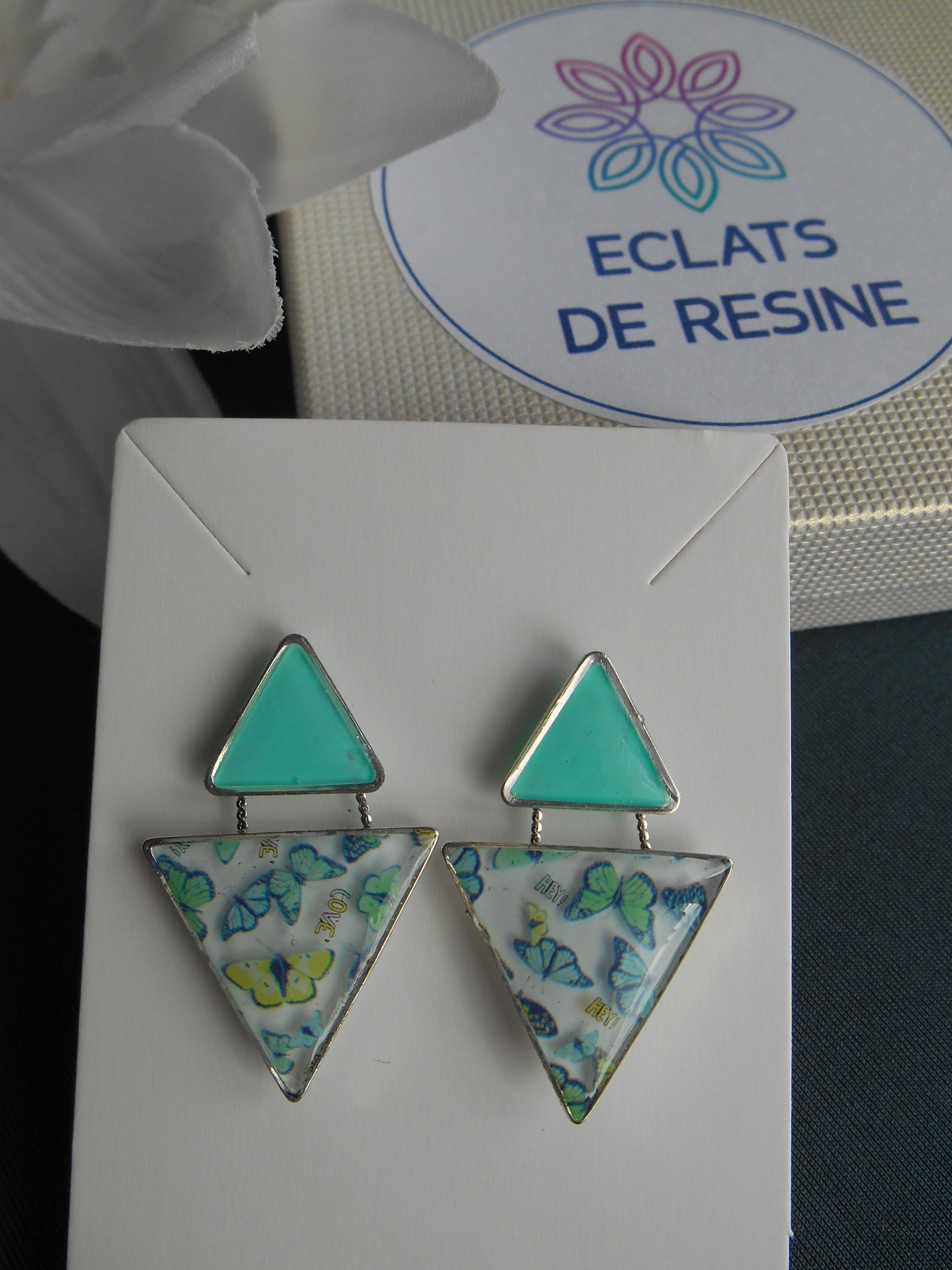 Boucles d'oreilles "Jeu de triangles & foil"