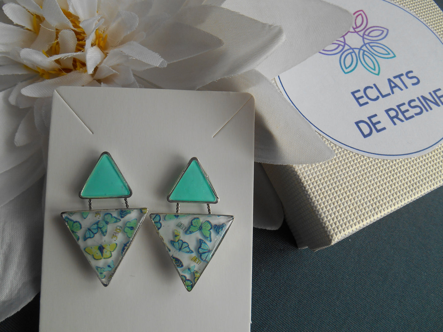 Boucles d'oreilles "Jeu de triangles & foil"