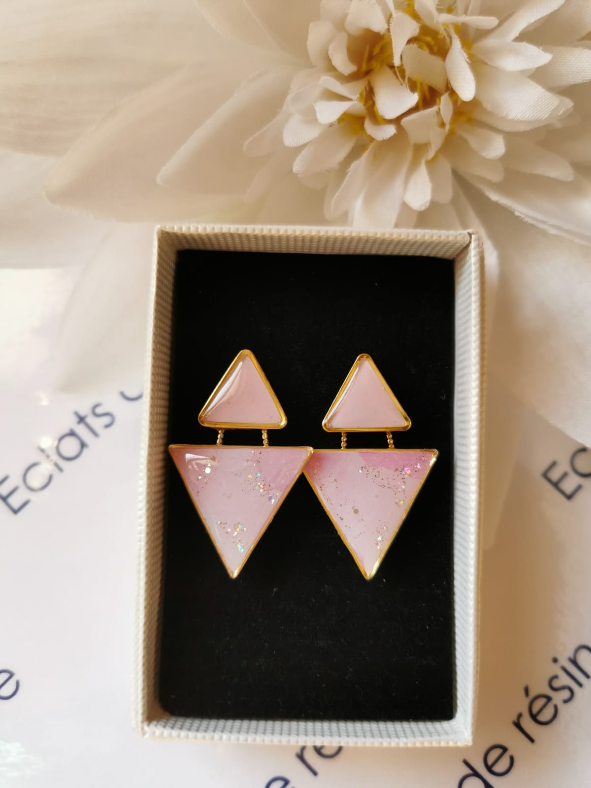 Boucles d'oreilles "Jeu de triangles & foil"