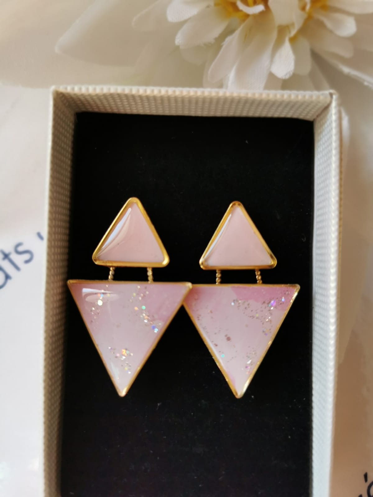 Boucles d'oreilles "Jeu de triangles & foil"