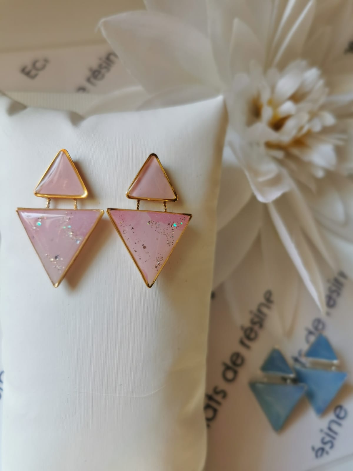 Boucles d'oreilles "Jeu de triangles & foil"