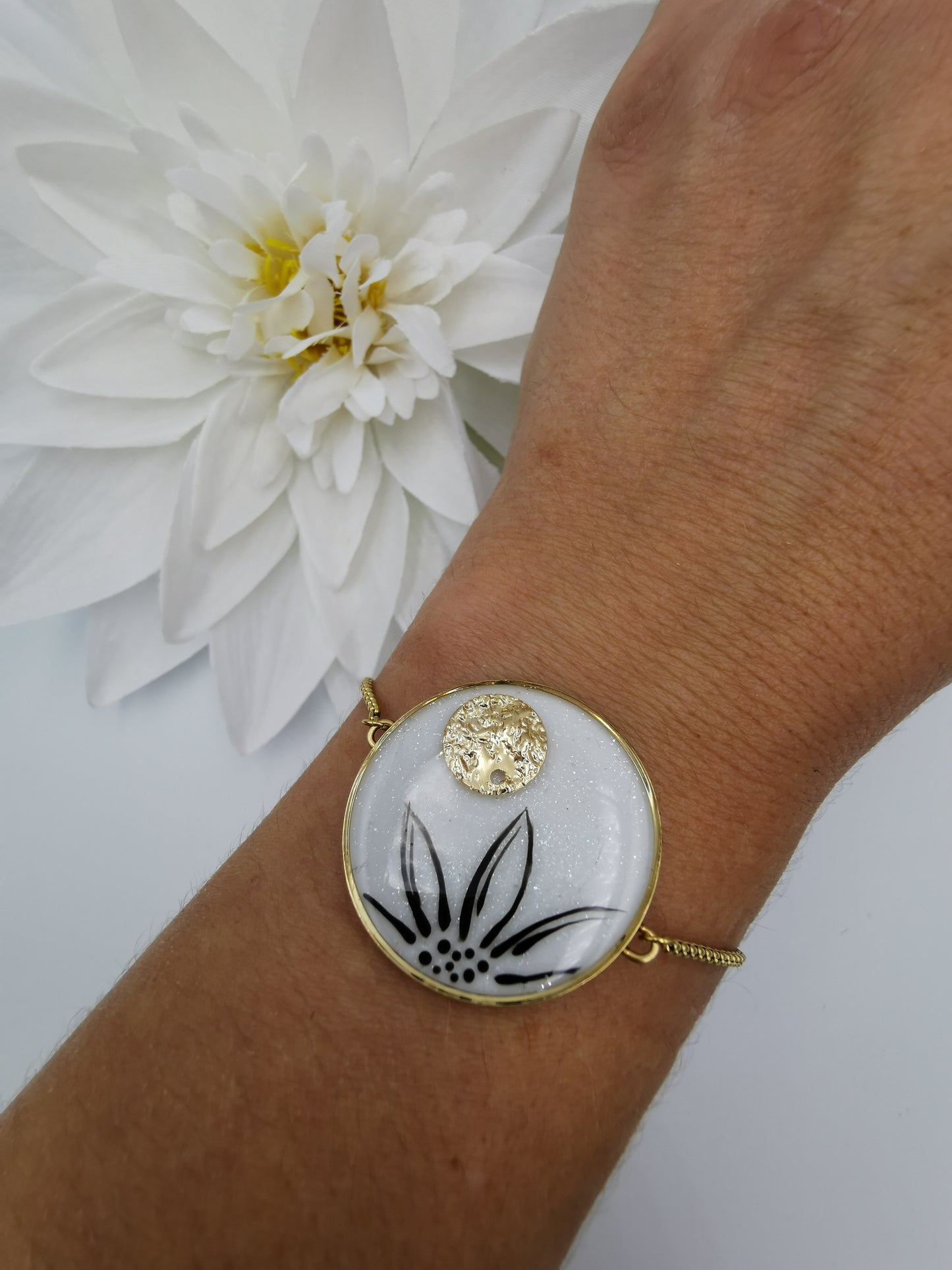 Bracelet Rond & fleur fine