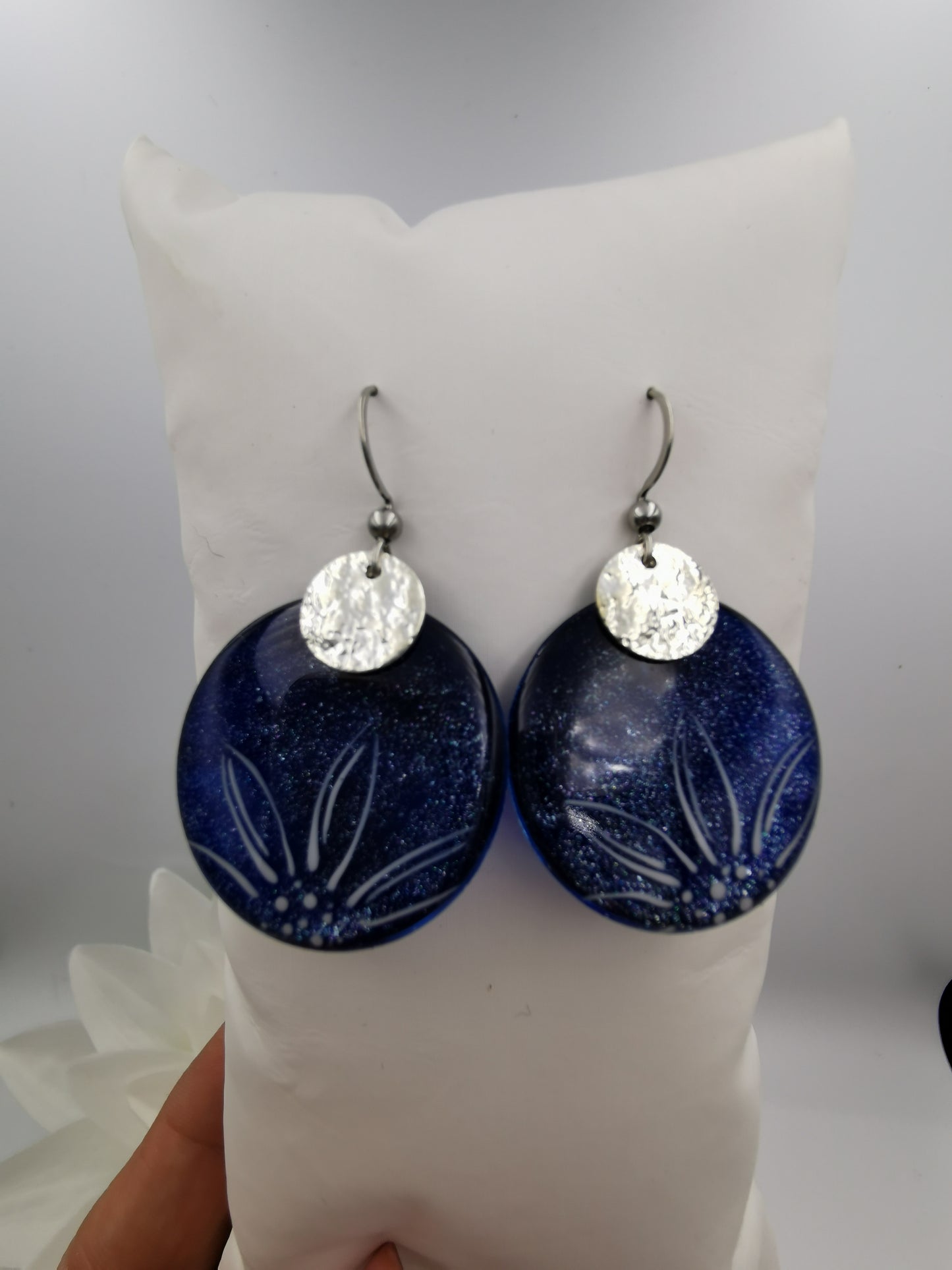 Boucles d'oreilles Galets & fleur fine