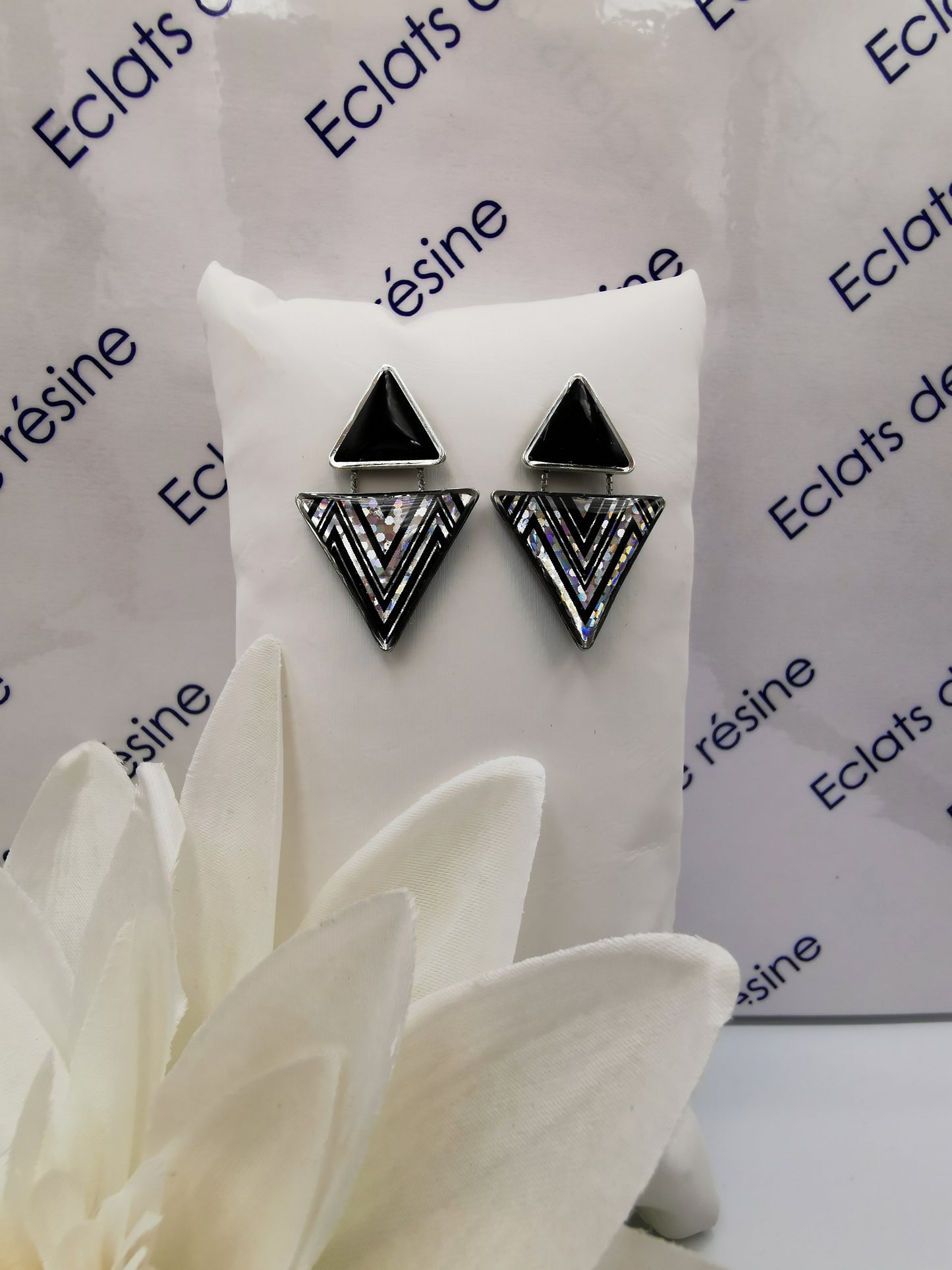 Boucles d'oreilles "Jeu de triangles & foil"