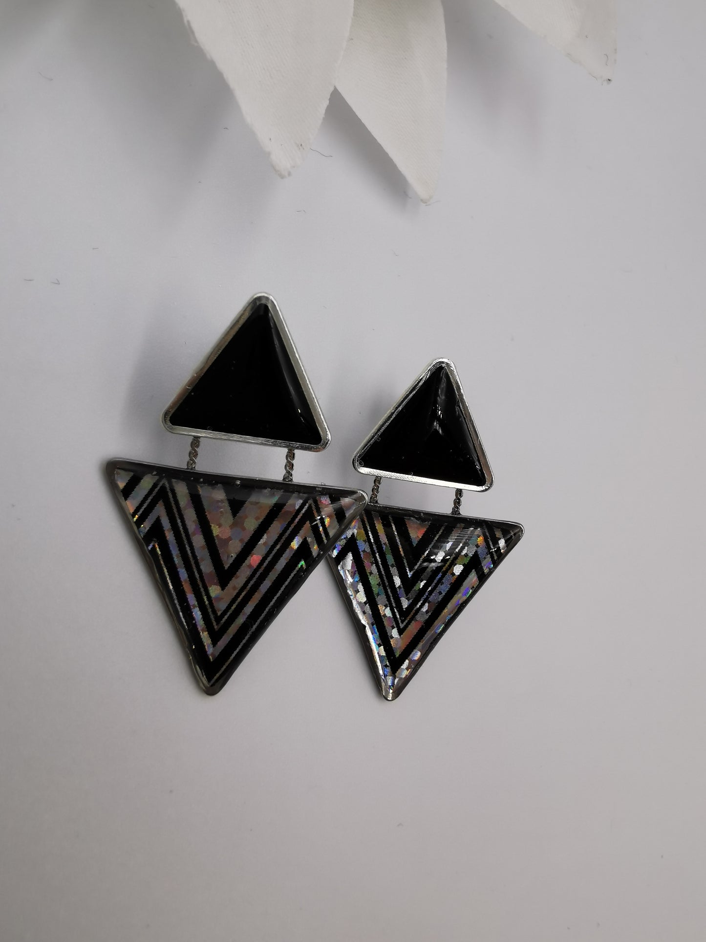 Boucles d'oreilles "Jeu de triangles & foil"